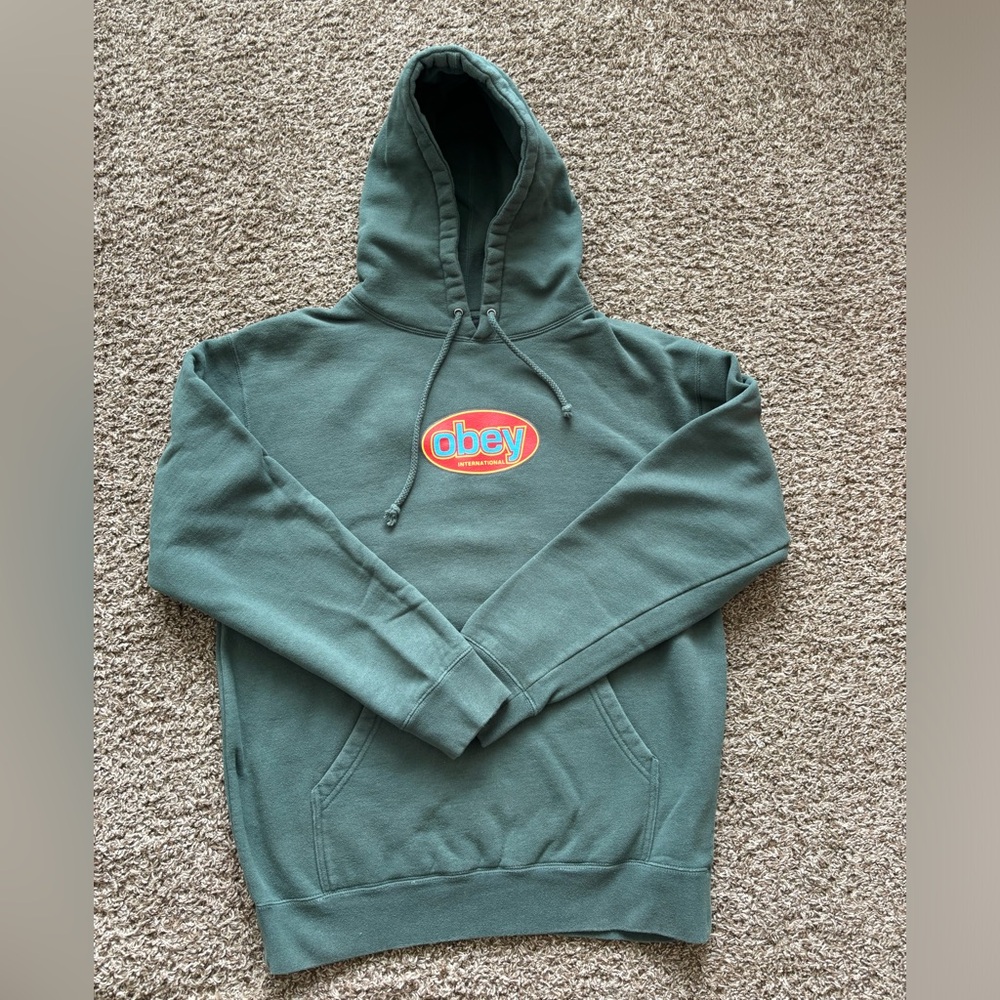 Obey Olive Green Pullover Hoodie- Size Medium